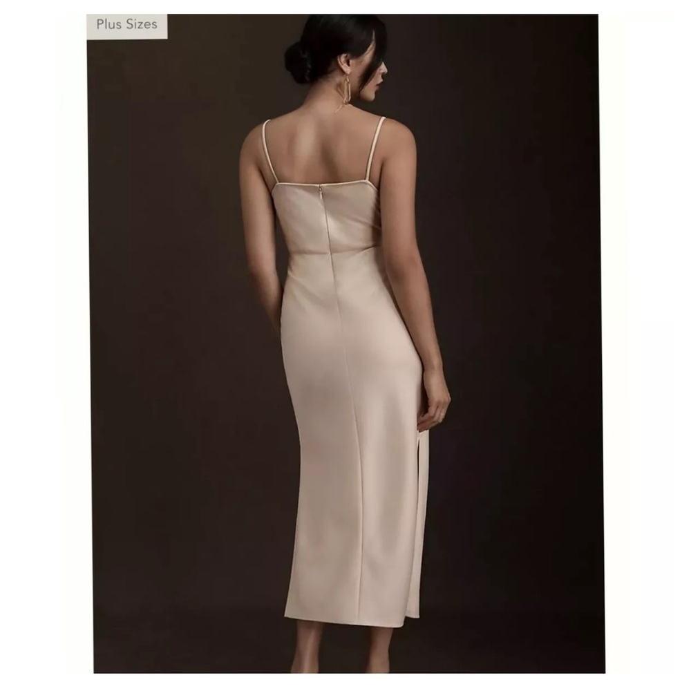 NWT BHLDN Anthropologie Cali Satin Cowl Neck Oyster Wedding Dress - Picture 2 of 9